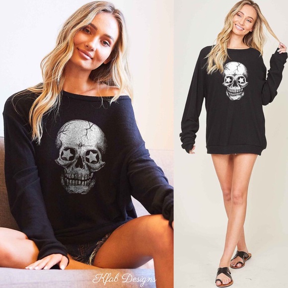 ❤️LAST 1! Softest Star Skull Hacci Knit Sweatshirt - Picture 4 of 6